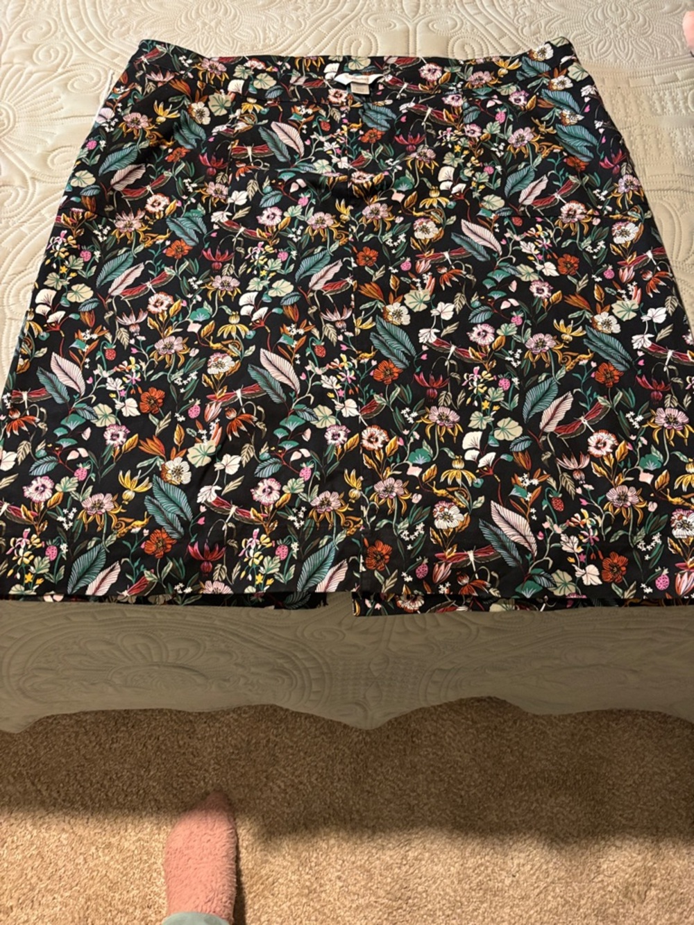 CJ Banks Black Floral A-Line Skirt with Multicolor Blooms
